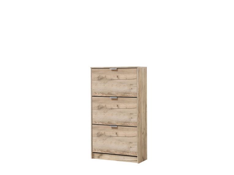Scarpiera Marrone Rovere Nodi 6 Ripiani 3 Ante 67x28x119h cm, Maniglie Incluse - Marradi