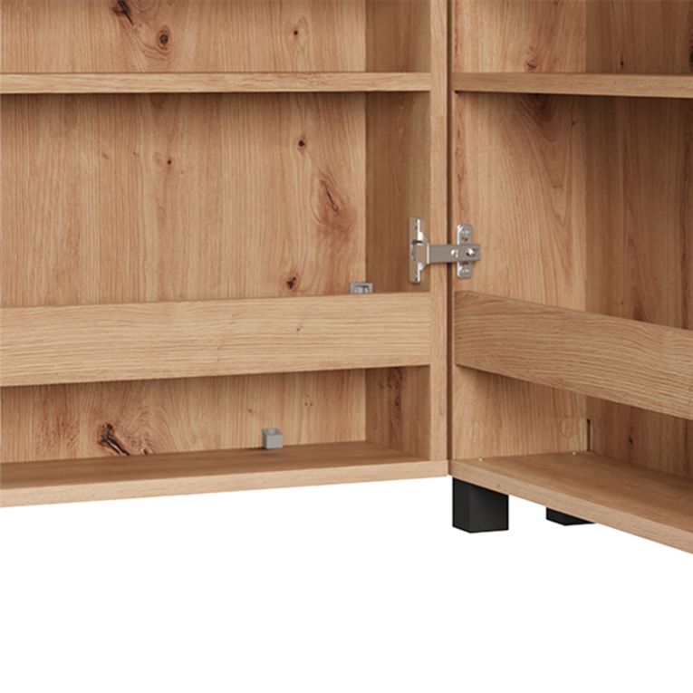 Scarpiera Marrone Rovere Nodi Nero 6 Ripiani Un'anta 68x33x113h cm, Ante con Doppia Capienza, Apertura con Ruote - Porvoo