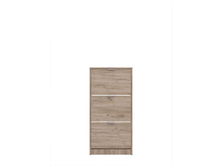 Scarpiera Marrone Rovere Scuro 3 Ripiani 3 Ante 58x18x119h cm, Maniglie Incluse - Melle
