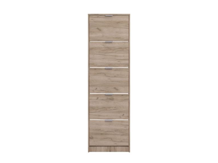 Scarpiera Marrone Rovere Scuro un Ripiano 5 Ante 58x18x191.5h cm, kit Fissaggio a Muro Incluso - Capriolo