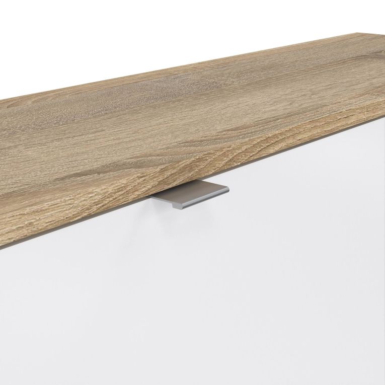 Scarpiera Marthe, Mobile portascarpe, Armadio da ingresso multiuso, Mobiletto per calzature, 99x24 h124 cm, Quercia e Bianco