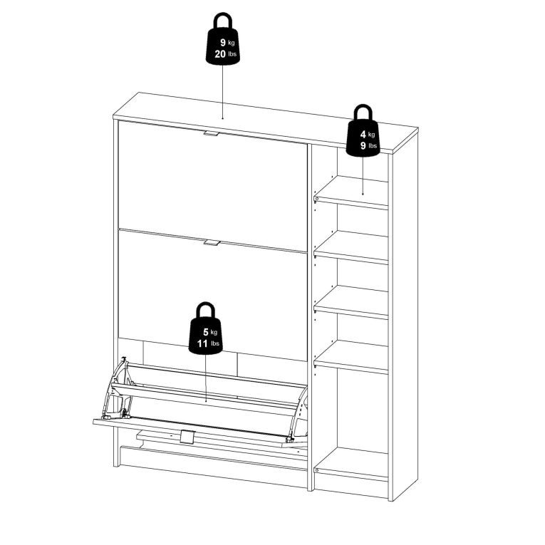 Scarpiera Marthe, Mobile portascarpe, Armadio da ingresso multiuso, Mobiletto per calzature, 99x24 h124 cm, Quercia e Bianco