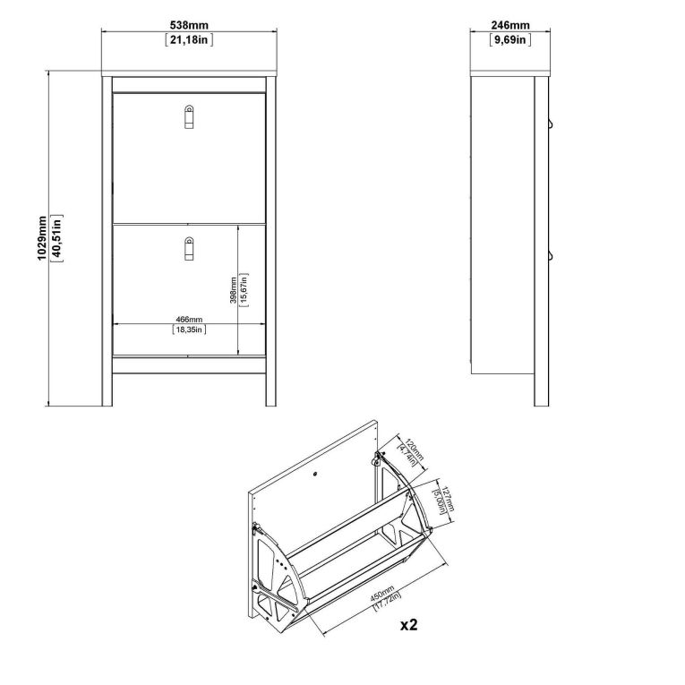 Scarpiera Maryse, Mobile portascarpe, Armadio da ingresso multiuso, Mobiletto per calzature, 25x54 h103 cm, Bianco