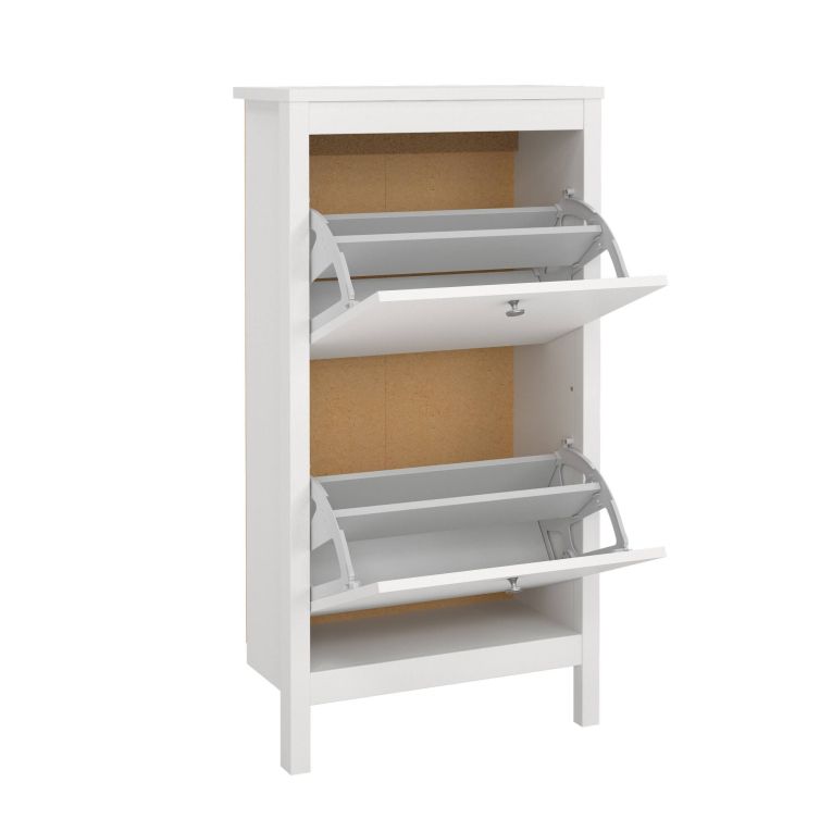 Scarpiera Maryse, Mobile portascarpe, Armadio da ingresso multiuso, Mobiletto per calzature, 25x54 h103 cm, Bianco