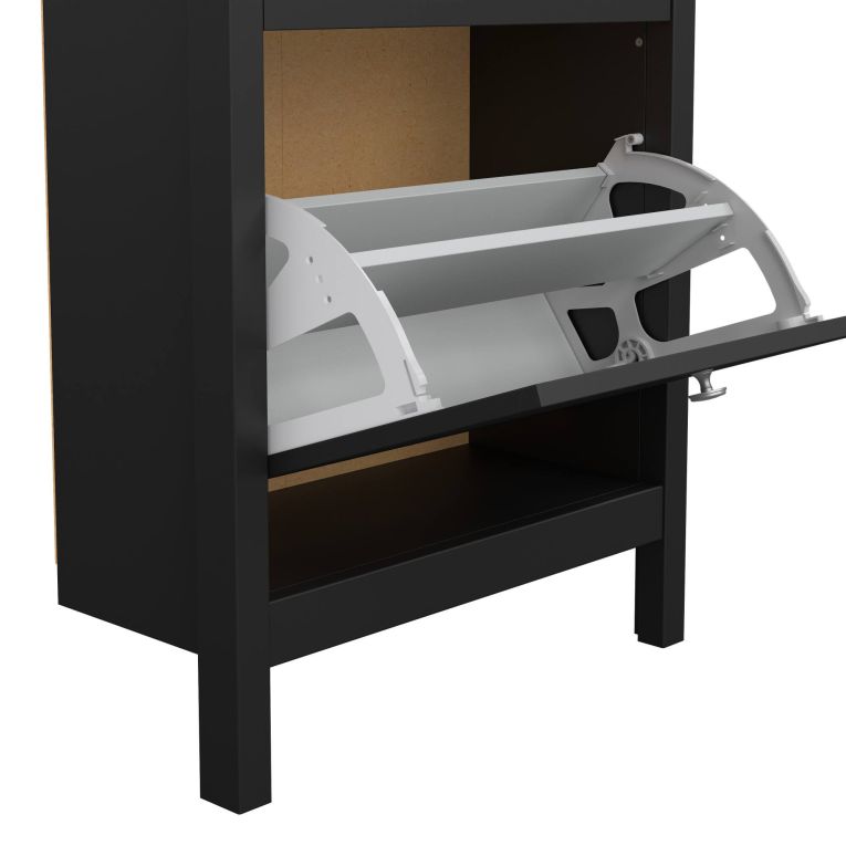 Scarpiera Maryse, Mobile portascarpe, Armadio da ingresso multiuso, Mobiletto per calzature, 25x54 h103 cm, Nero