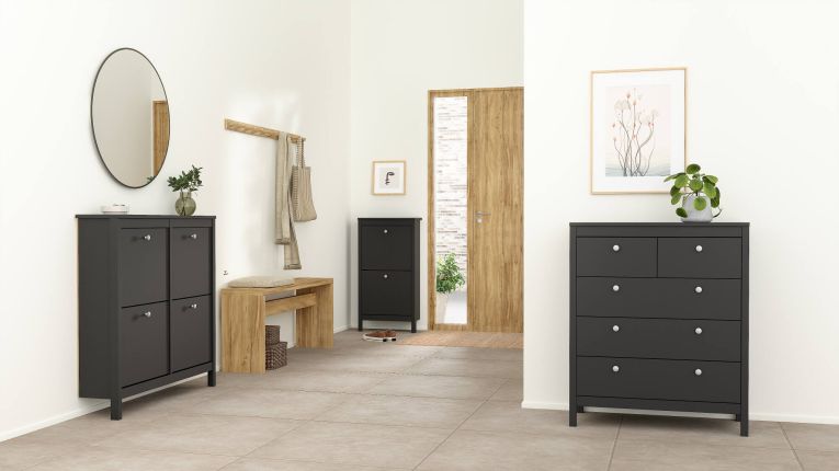 Scarpiera Maryse, Mobile portascarpe, Armadio da ingresso multiuso, Mobiletto per calzature, 25x54 h103 cm, Nero