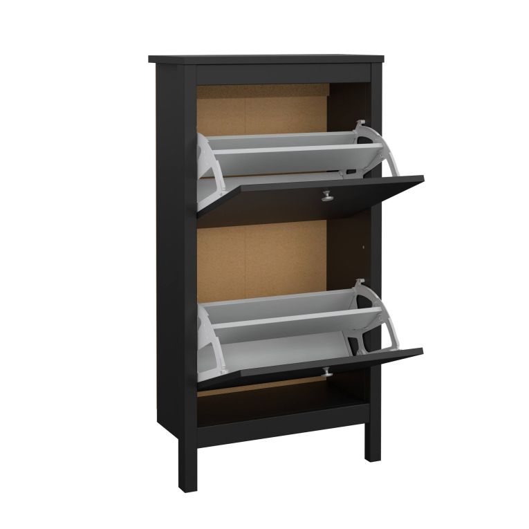 Scarpiera Maryse, Mobile portascarpe, Armadio da ingresso multiuso, Mobiletto per calzature, 25x54 h103 cm, Nero