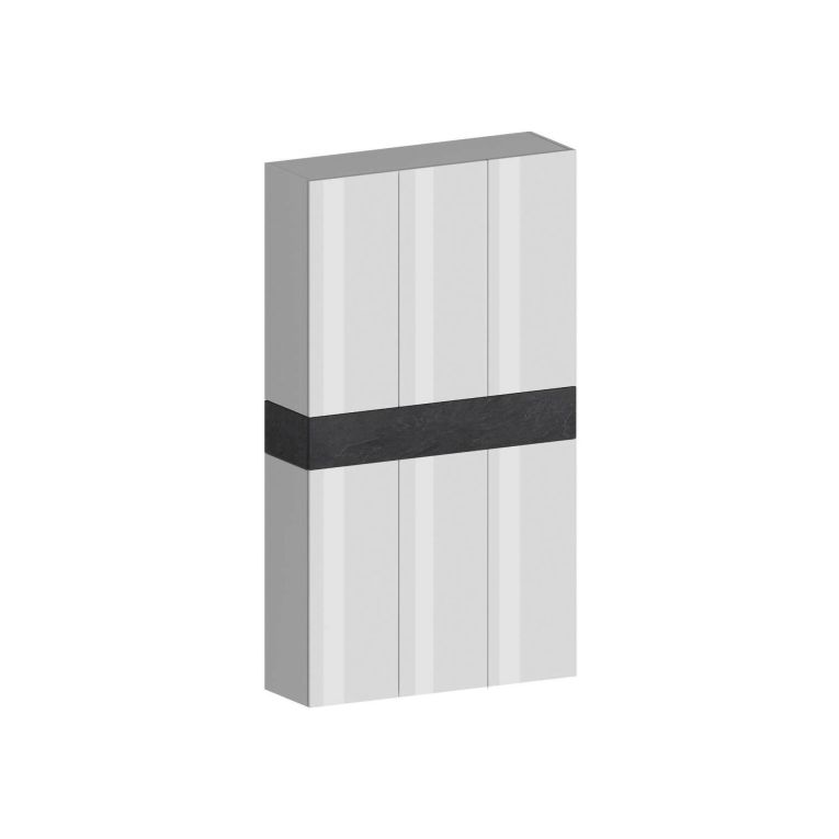 Scarpiera Marzio, Porta scarpe salvaspazio a 7 ante, Armadio multifunzione da ingresso, 114x35h200 cm, Bianco e Ardesia