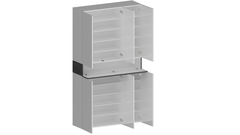Scarpiera Marzio, Porta scarpe salvaspazio a 7 ante, Armadio multifunzione da ingresso, 114x35h200 cm, Bianco e Ardesia
