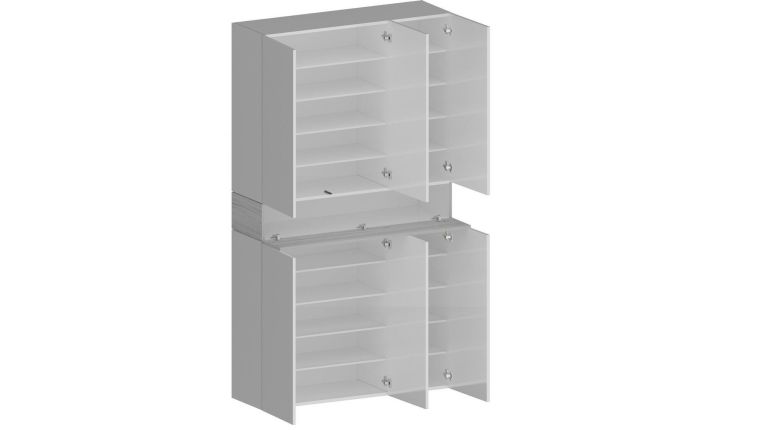 Scarpiera Marzio, Porta scarpe salvaspazio a 7 ante, Armadio multifunzione da ingresso, 114x35h200 cm, Bianco effetto larice