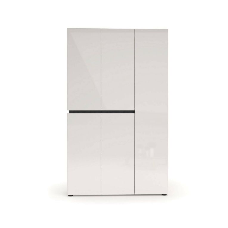 Scarpiera Maseru, Mobile portascarpe, Armadio da ingresso multiuso, Mobiletto per calzature, Made in Italy, 120x34h200 cm, Bianco lucido e Antracite