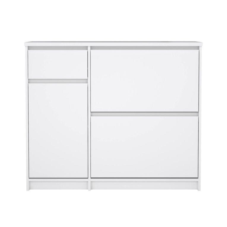 Scarpiera Maxime, Mobile portascarpe, Armadio da ingresso multiuso, Mobiletto per calzature, 32x109 h93 cm, Bianco