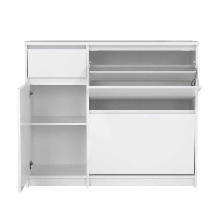 Scarpiera Maxime, Mobile portascarpe, Armadio da ingresso multiuso, Mobiletto per calzature, 32x109 h93 cm, Bianco