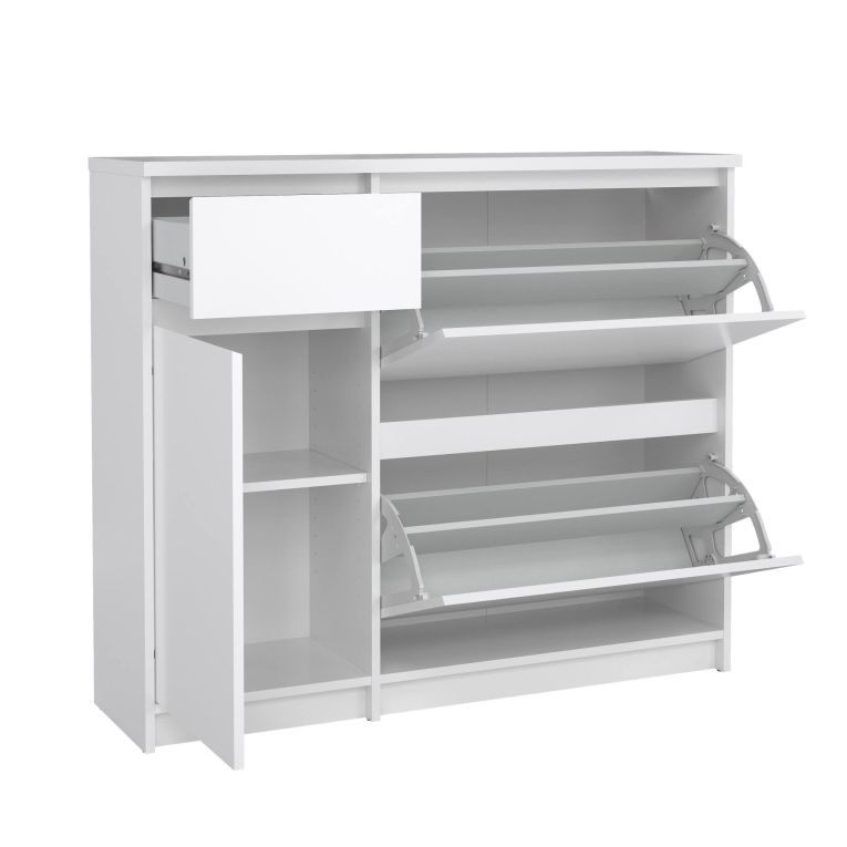 Scarpiera Maxime, Mobile portascarpe, Armadio da ingresso multiuso, Mobiletto per calzature, 32x109 h93 cm, Bianco