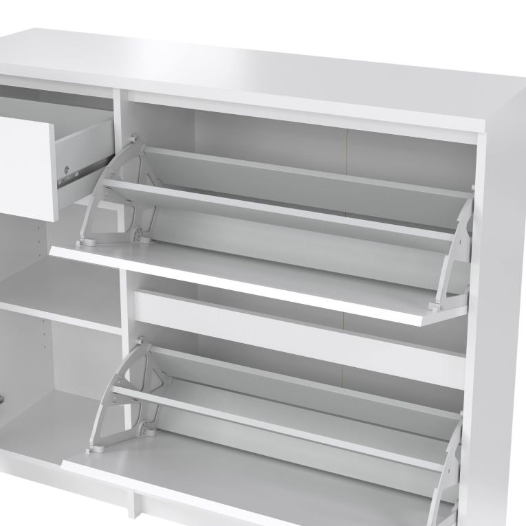 Scarpiera Maxime, Mobile portascarpe, Armadio da ingresso multiuso, Mobiletto per calzature, 32x109 h93 cm, Bianco
