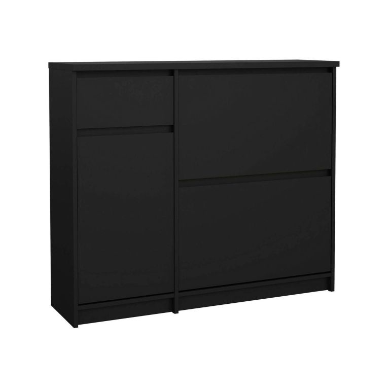 Scarpiera Maxime, Mobile portascarpe, Armadio da ingresso multiuso, Mobiletto per calzature, 32x109 h93 cm, Nero