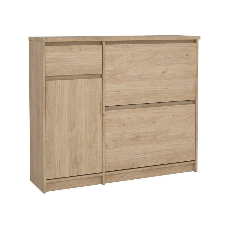 Scarpiera Maxime, Mobile portascarpe, Armadio da ingresso multiuso, Mobiletto per calzature, 32x109 h93 cm, Rovere