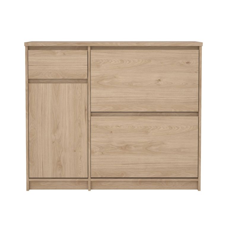 Scarpiera Maxime, Mobile portascarpe, Armadio da ingresso multiuso, Mobiletto per calzature, 32x109 h93 cm, Rovere