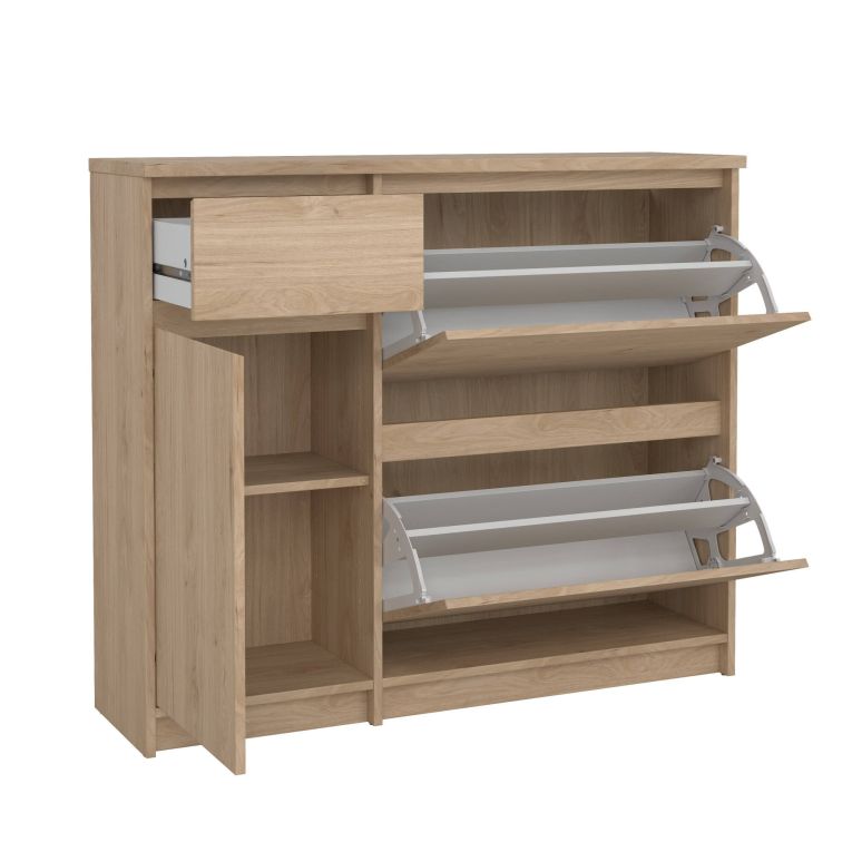 Scarpiera Maxime, Mobile portascarpe, Armadio da ingresso multiuso, Mobiletto per calzature, 32x109 h93 cm, Rovere