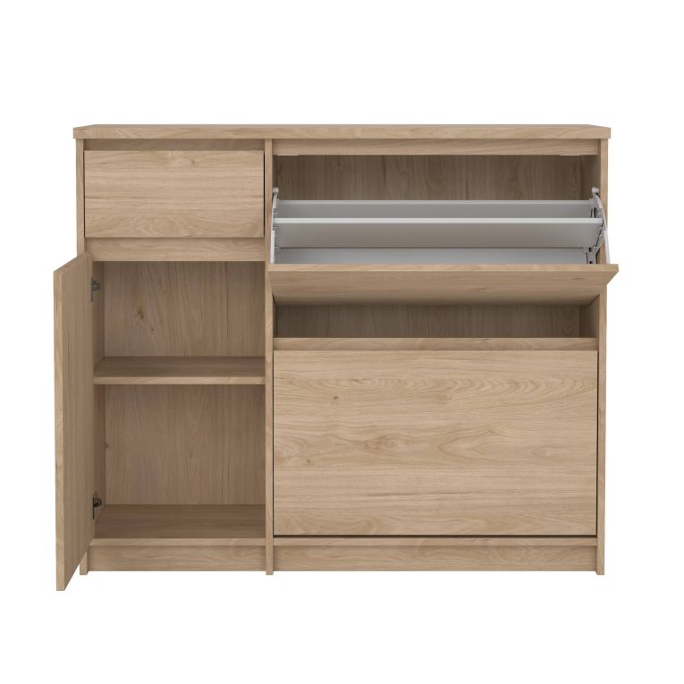 Scarpiera Maxime, Mobile portascarpe, Armadio da ingresso multiuso, Mobiletto per calzature, 32x109 h93 cm, Rovere