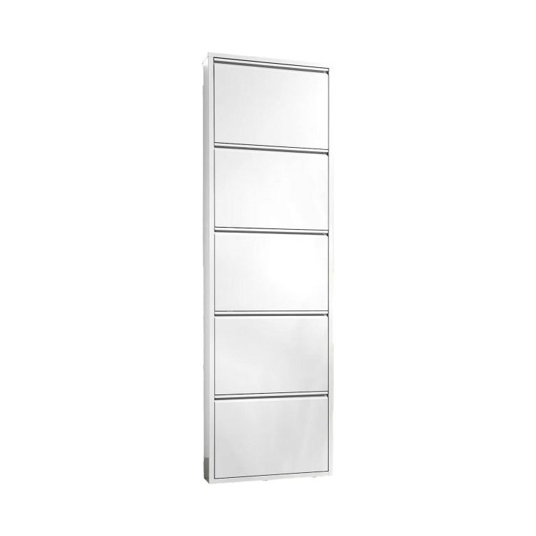 Scarpiera minimal 5 ante bianca 50x172h cm in metallo - Afrend