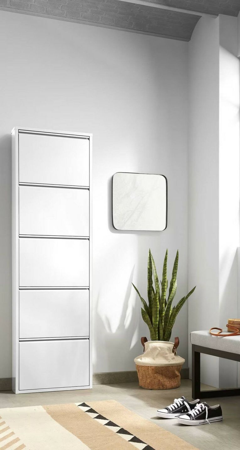 Scarpiera minimal 5 ante bianca 50x172h cm in metallo - Afrend