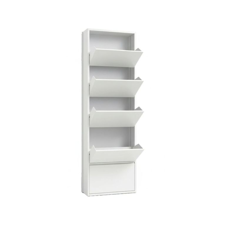 Scarpiera minimal 5 ante bianca 50x172h cm in metallo - Afrend