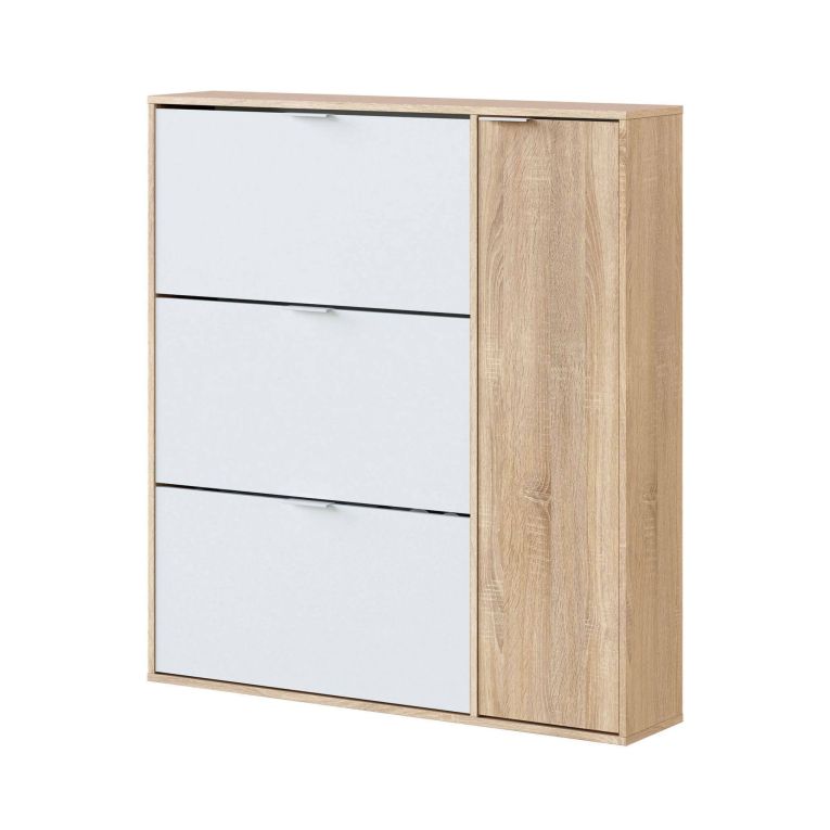 Scarpiera moderna 4 ante rovere e bianca 106x115h cm - Ammour