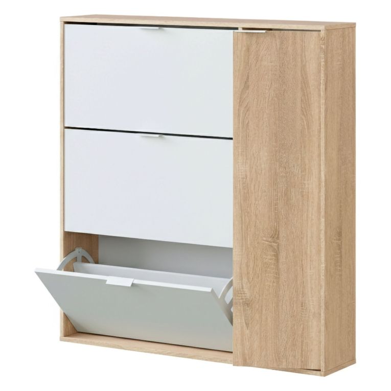 Scarpiera moderna 4 ante rovere e bianca 106x115h cm - Ammour