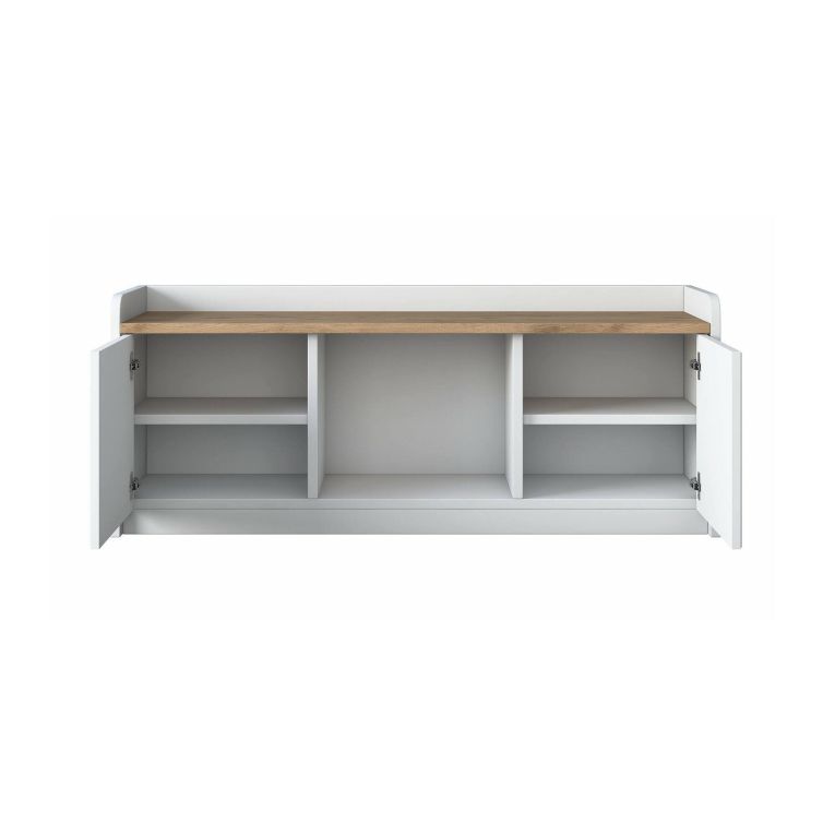 Scarpiera Murasaki, Mobile portascarpe, Armadio da ingresso multiuso, Mobiletto per calzature, 120x40 h45 cm, Bianco e Noce