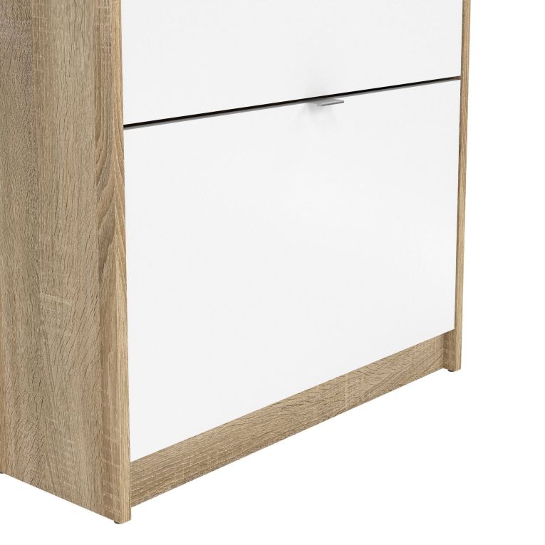 Scarpiera Natalie, Mobile portascarpe, Armadio da ingresso multiuso, Mobiletto per calzature, 24x70 h162 cm, Quercia e Bianco