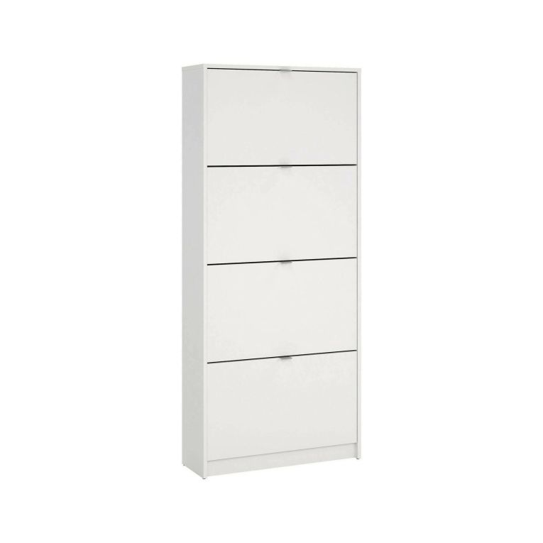 Scarpiera Natalie, Mobile portascarpe, Armadio da ingresso multiuso, Mobiletto per calzature, 70x24 h162 cm, Bianco