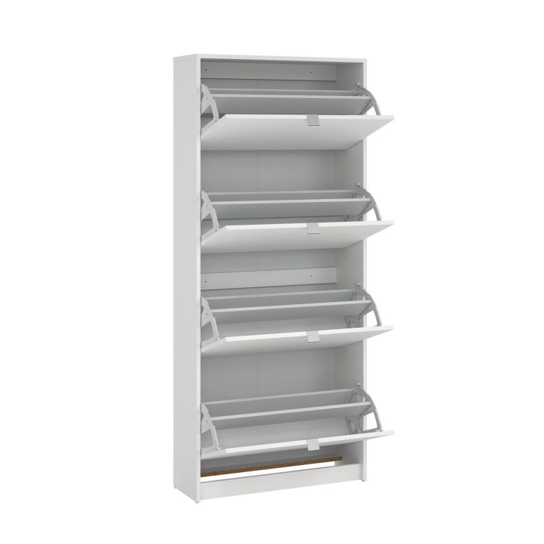 Scarpiera Natalie, Mobile portascarpe, Armadio da ingresso multiuso, Mobiletto per calzature, 70x24 h162 cm, Bianco