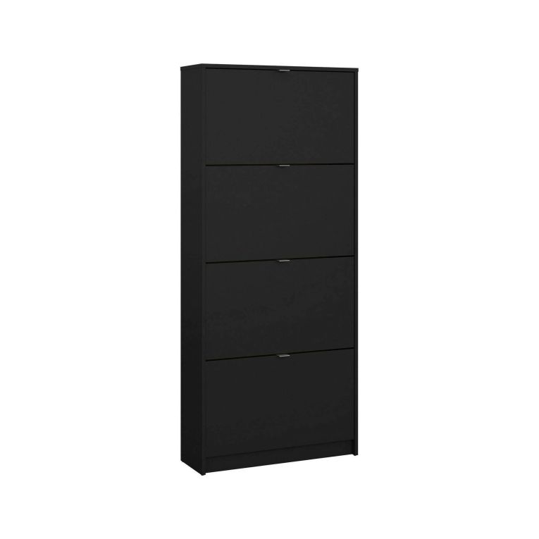 Scarpiera Natalie, Mobile portascarpe, Armadio da ingresso multiuso, Mobiletto per calzature, 70x24 h162 cm, Nero
