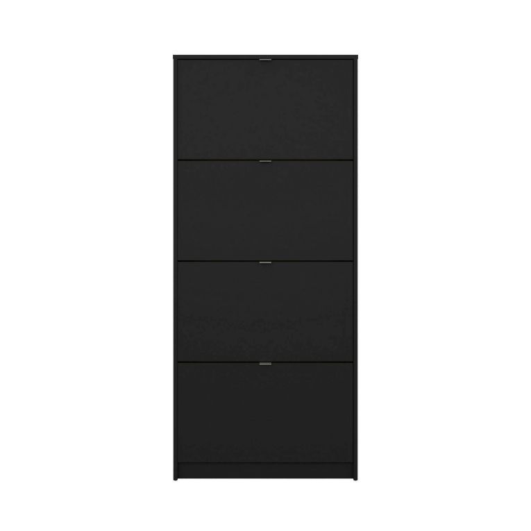 Scarpiera Natalie, Mobile portascarpe, Armadio da ingresso multiuso, Mobiletto per calzature, 70x24 h162 cm, Nero
