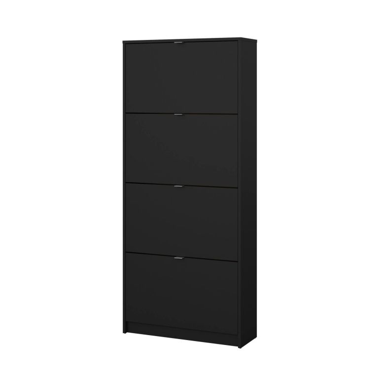 Scarpiera Natalie, Mobile portascarpe, Armadio da ingresso multiuso, Mobiletto per calzature, 70x24 h162 cm, Nero