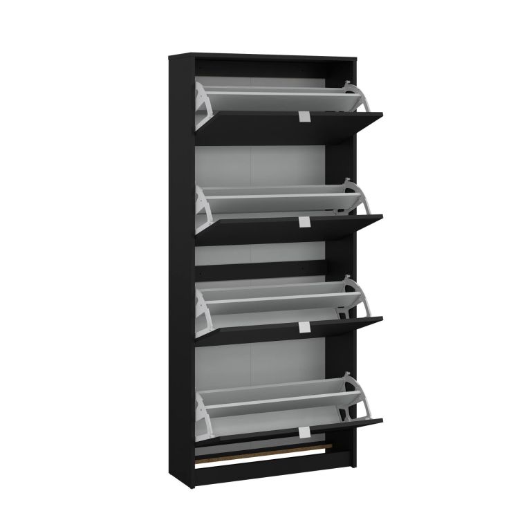 Scarpiera Natalie, Mobile portascarpe, Armadio da ingresso multiuso, Mobiletto per calzature, 70x24 h162 cm, Nero