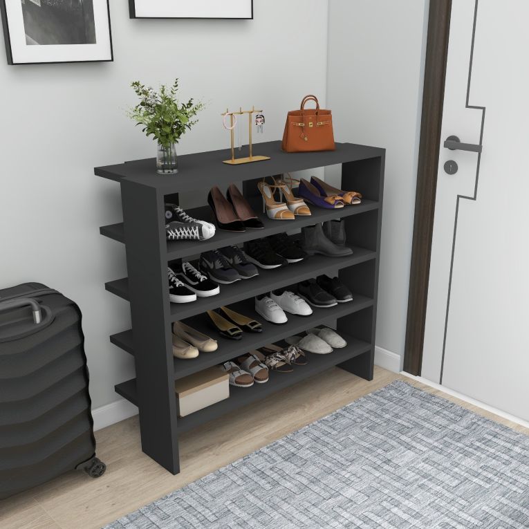 Scarpiera Nero 16 Paia 5 Ripiani 76x31x72h cm, 4 Vani - Offida