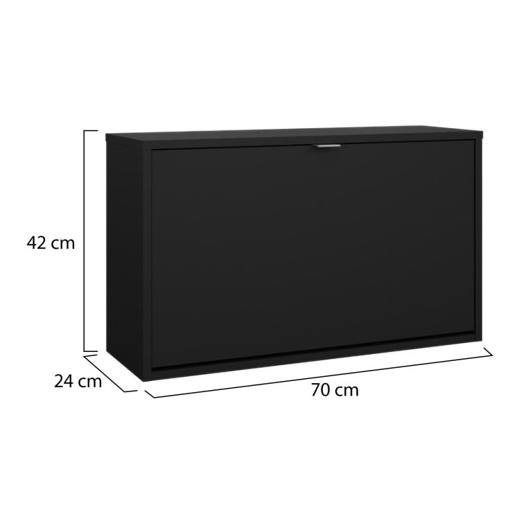Scarpiera Nero Colore Ante Nero 70.3x24.05x41.8h cm, - Ordona