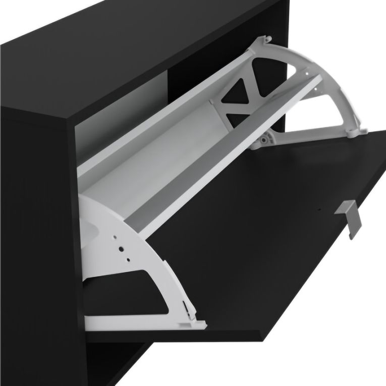 Scarpiera Nero Colore Ante Nero 70.3x24.05x41.8h cm, - Ordona