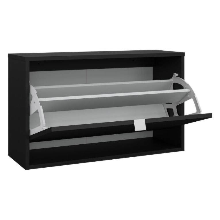 Scarpiera Nero Colore Ante Nero 70.3x24.05x41.8h cm, - Ordona