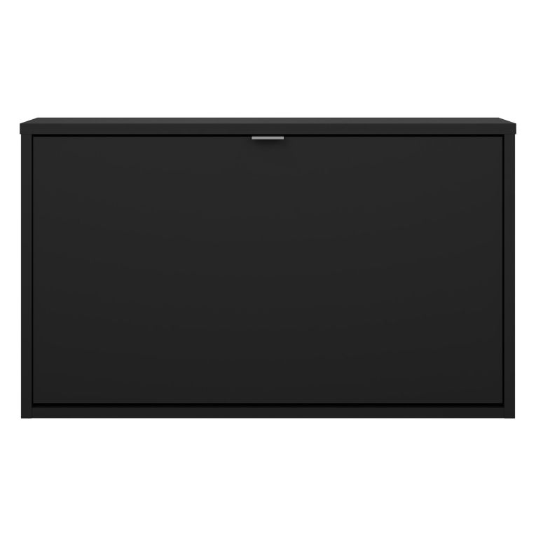 Scarpiera Nero un Ripiano Un'anta 70.3x16.55x41.8h cm, 2 Vani - Loveno