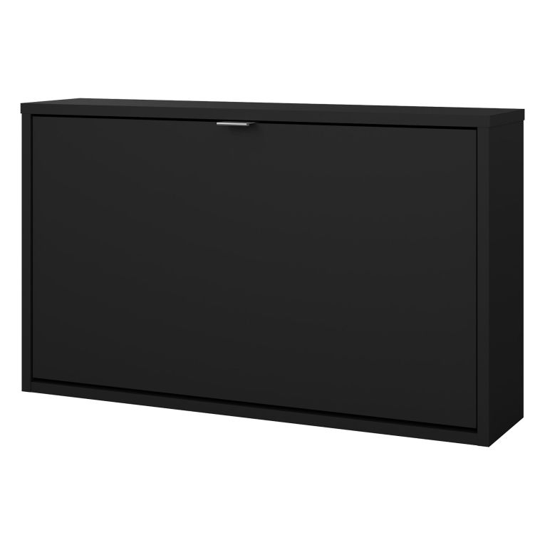 Scarpiera Nero un Ripiano Un'anta 70.3x16.55x41.8h cm, 2 Vani - Loveno