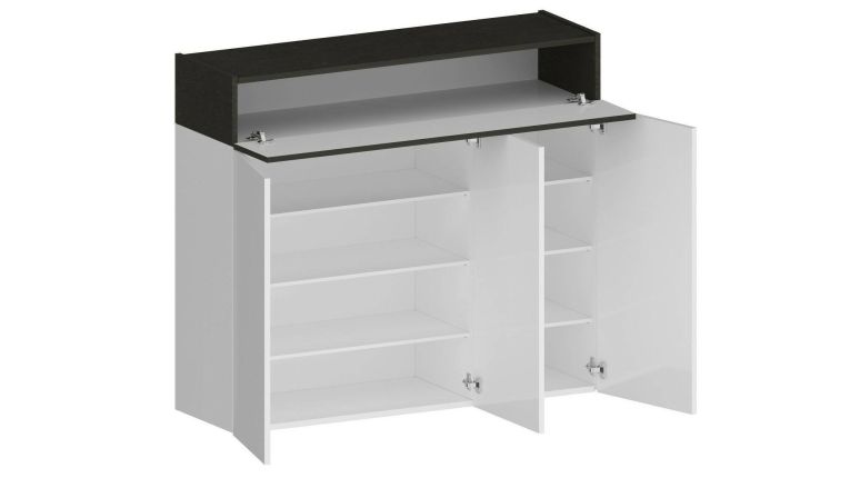 Scarpiera Nick, Porta scarpe salvaspazio a 4 ante, Armadio multifunzione da ingresso, 114x38h100 cm, Bianco e Ardesia