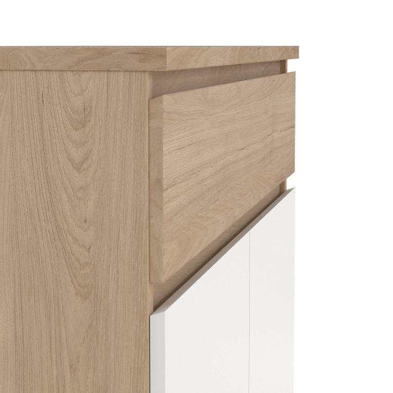 Scarpiera Noelle, Mobile portascarpe, Armadio da ingresso multiuso, Mobiletto per calzature, 40x80 h111 cm, Rovere e Bianco
