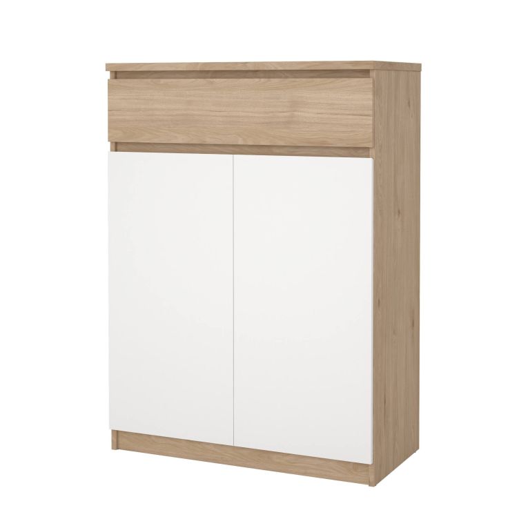 Scarpiera Noelle, Mobile portascarpe, Armadio da ingresso multiuso, Mobiletto per calzature, 40x80 h111 cm, Rovere e Bianco