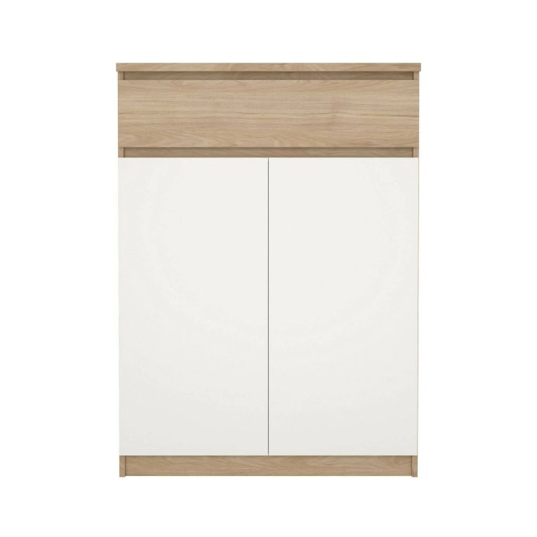 Scarpiera Noelle, Mobile portascarpe, Armadio da ingresso multiuso, Mobiletto per calzature, 40x80 h111 cm, Rovere e Bianco