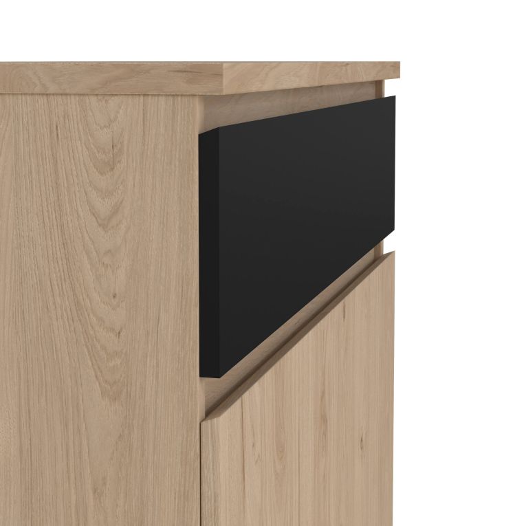 Scarpiera Noelle, Mobile portascarpe, Armadio da ingresso multiuso, Mobiletto per calzature, 40x80 h111 cm, Rovere e Nero