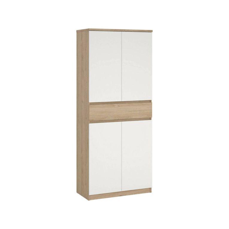 Scarpiera Nolwenn, Mobile portascarpe, Armadio da ingresso multiuso, Mobiletto per calzature, 40x80 h192 cm, Rovere e Bianco