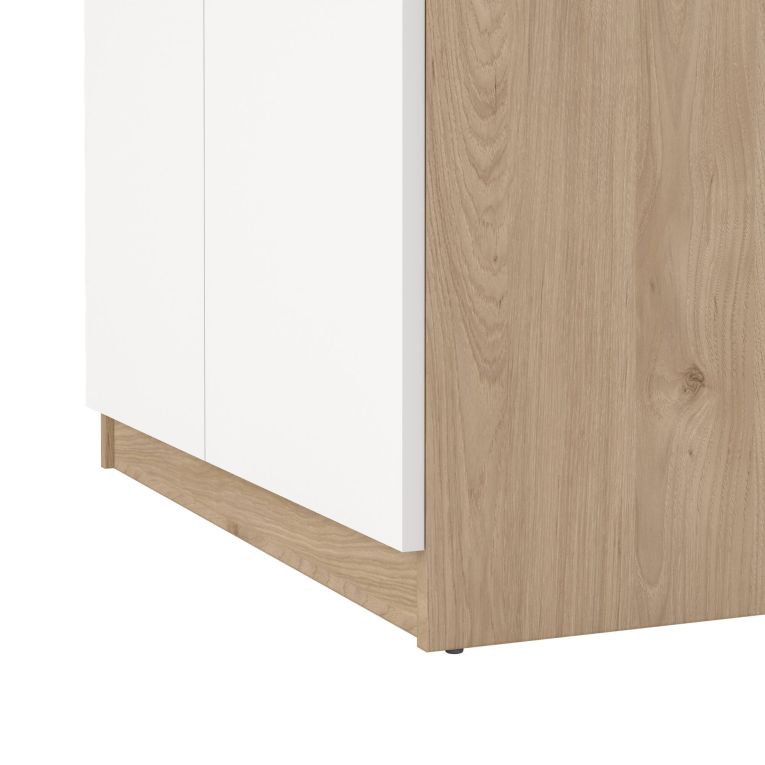 Scarpiera Nolwenn, Mobile portascarpe, Armadio da ingresso multiuso, Mobiletto per calzature, 40x80 h192 cm, Rovere e Bianco